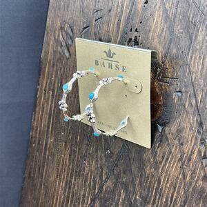 Barse Bella Hoop Earrings- Turquoise- Silver- NWT